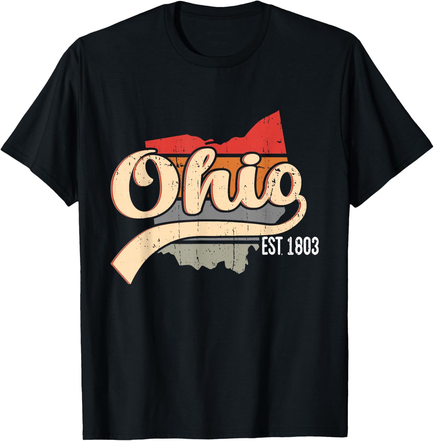 Ohio Home State OH Sunburst Vintage Retro Design T-Shirt - T-Shirt | Black