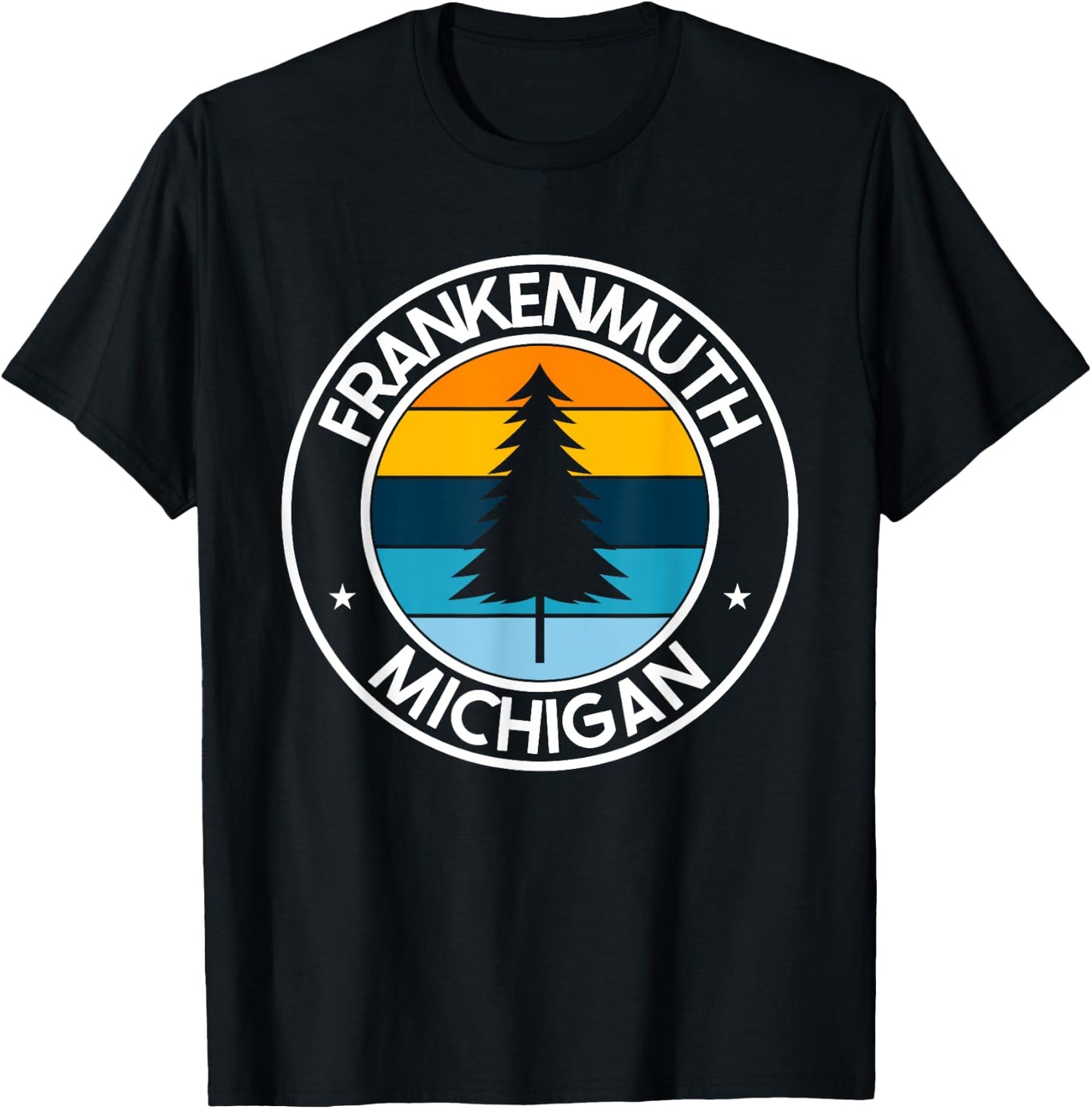 Frankenmuth Michigan MI USA City Pride Retro Sunset T-Shirt - T-Shirt | Black