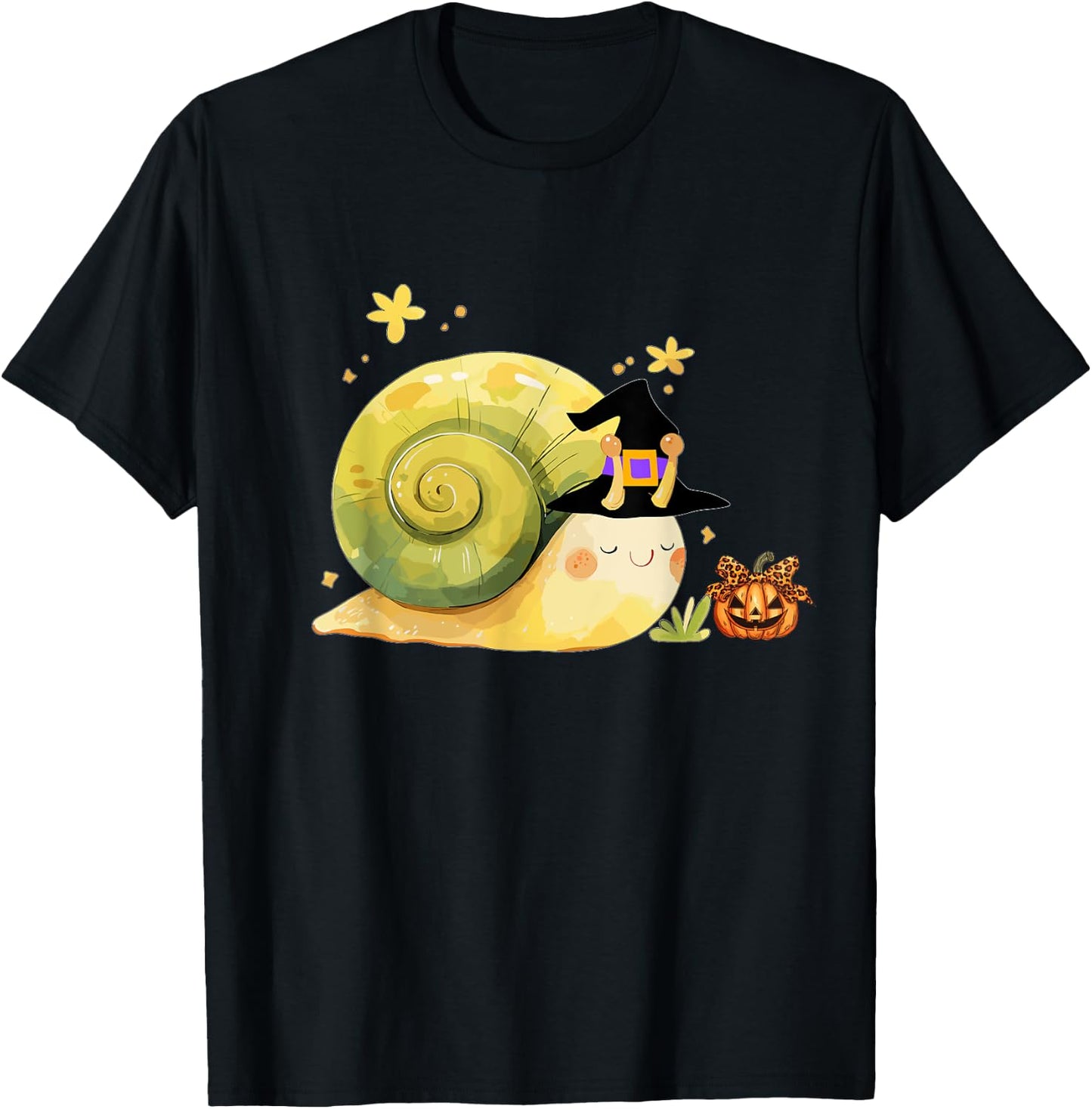 Cute Snail Witch Hat Pumpkin Halloween Costume Snails Lover T-Shirt - T-Shirt | Black