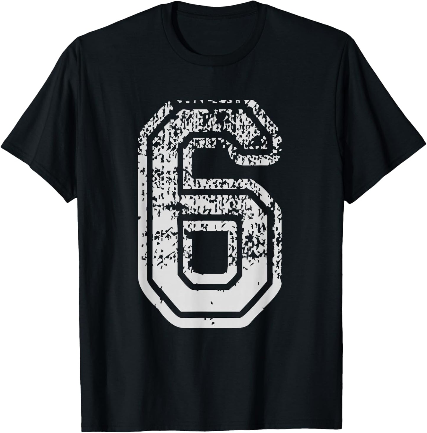 Team Jersey Uniforms Number 6 six School Sports Birthdays T-Shirt - T-Shirt | Black