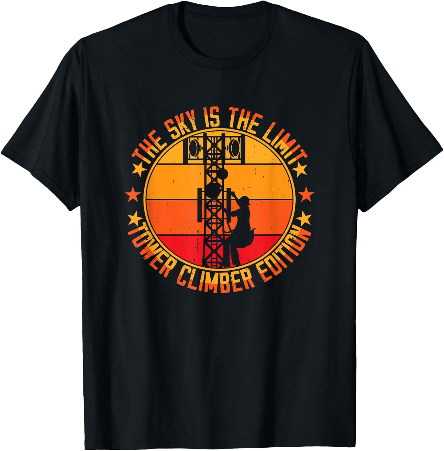 Tower Climbing Tech Tower Worker Funny Cell Tower Climber T-Shirt - T-Shirt | Black