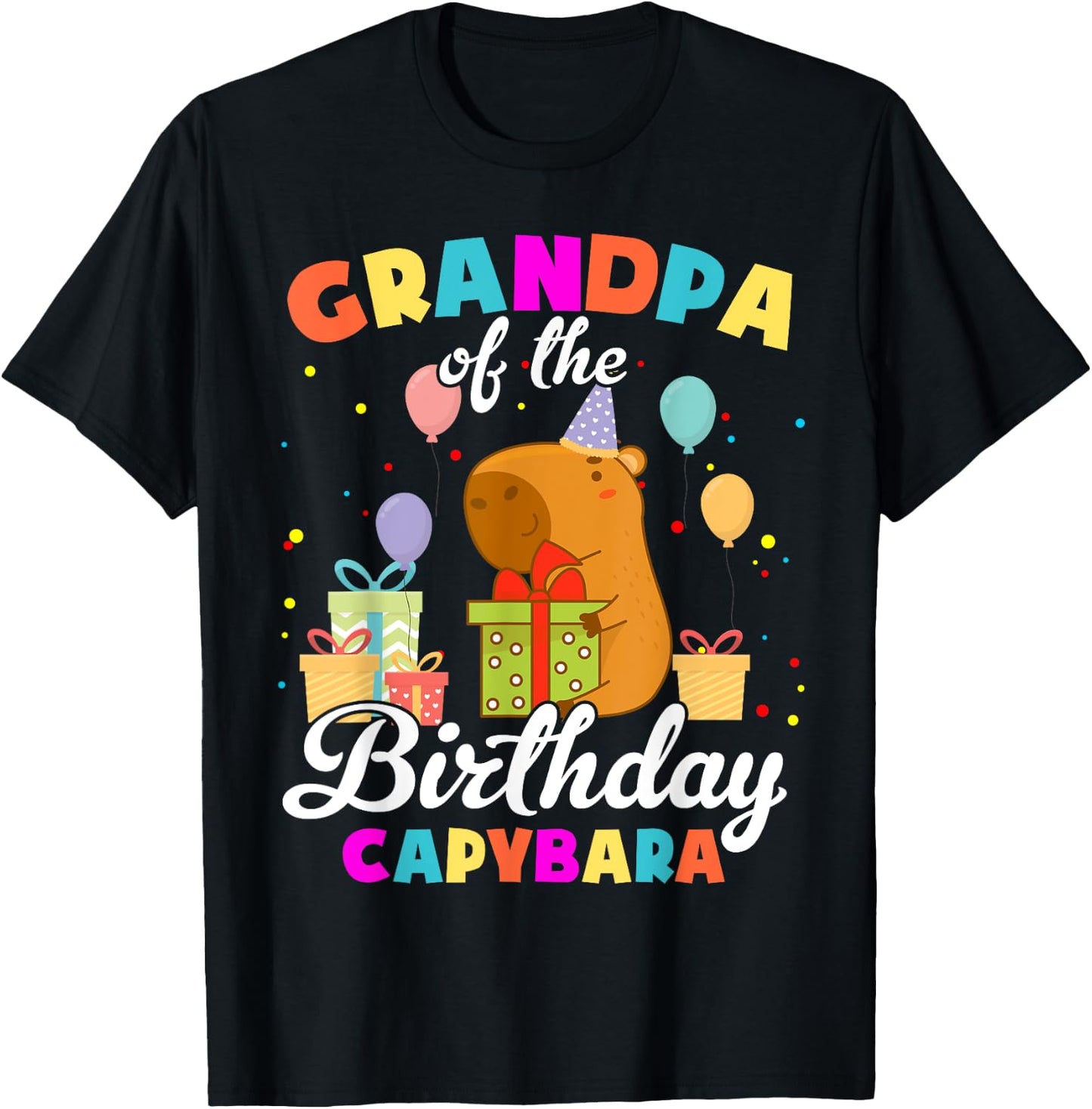 Grandpa Of The Birthday Capybara Family Party T-Shirt - T-Shirt | Black