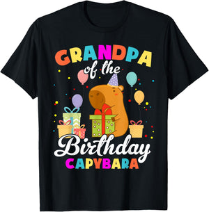 Grandpa Of The Birthday Capybara Family Party T-Shirt - T-Shirt | Black