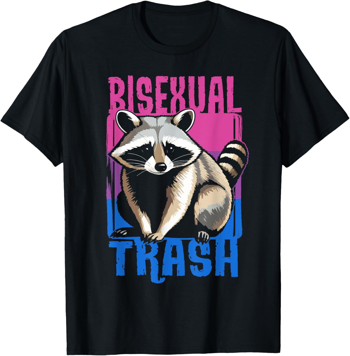 Bisexual Trash Panda Bi Flag Raccoon Lover LGBT Pride Month T-Shirt - T-Shirt | Black
