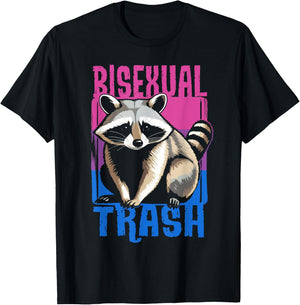 Bisexual Trash Panda Bi Flag Raccoon Lover LGBT Pride Month T-Shirt - T-Shirt | Black