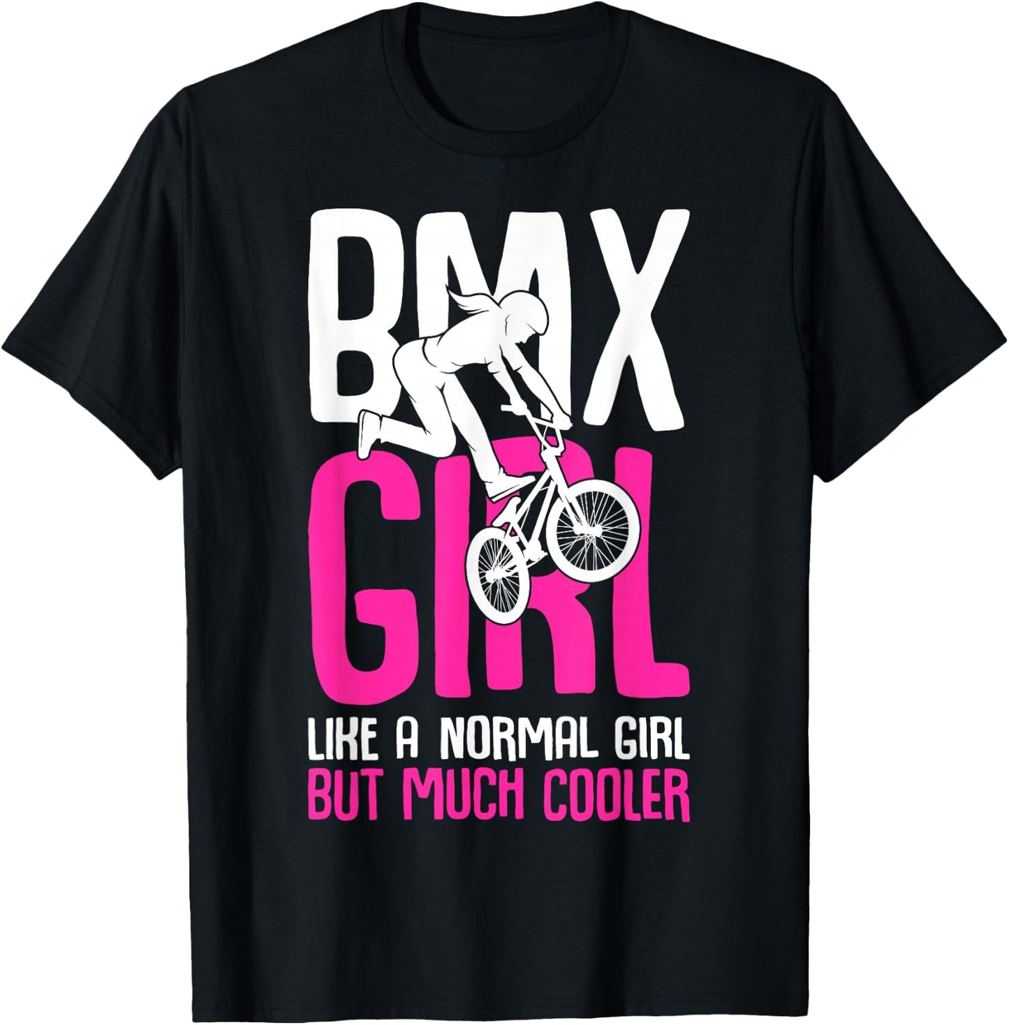 BMX Girl Rider Bike Bicycle Stunt Racing Kids Girls T-Shirt - T-Shirt | Black