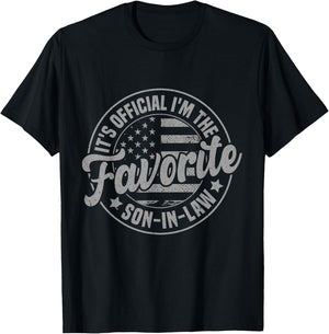 It's Official I'm The Favorite Son-In-Law Funny Fathers Day T-Shirt - T-Shirt | Black