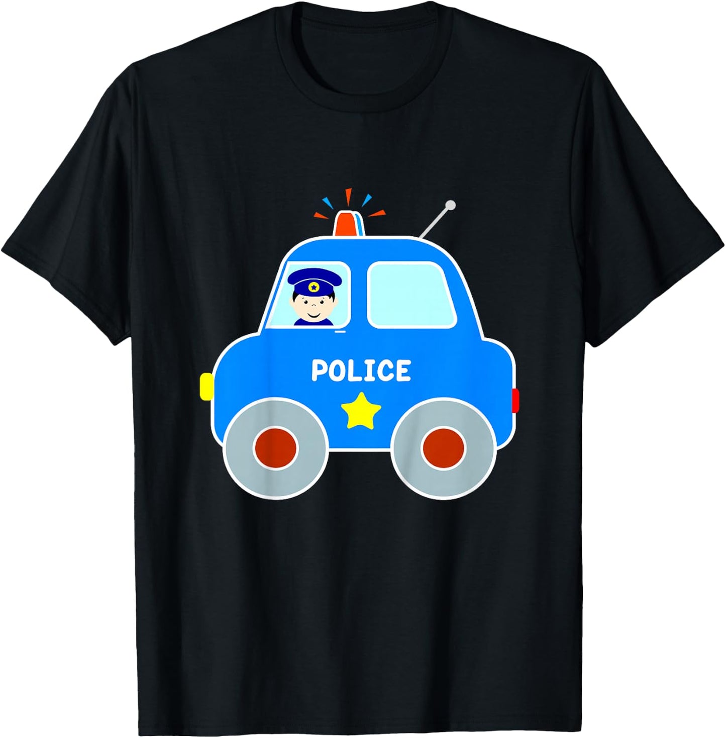 Police Car Toddler Boys Girls Cute Cop Patrol Vehicle T-Shirt - T-Shirt | Black