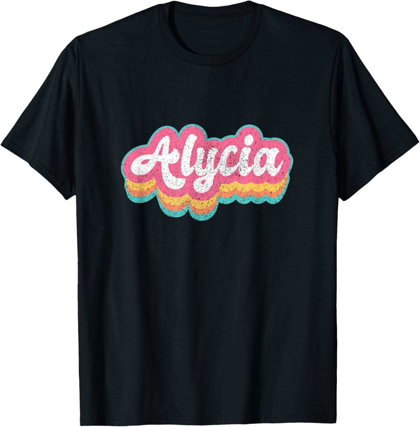 Alycia First Name Girl Vintage 70s 80s Personalized T-Shirt - T-Shirt | Black