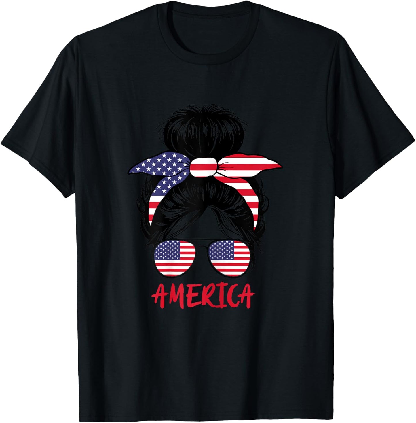 American Girl United States Woman Proud America Flag T-Shirt - T-Shirt | Black