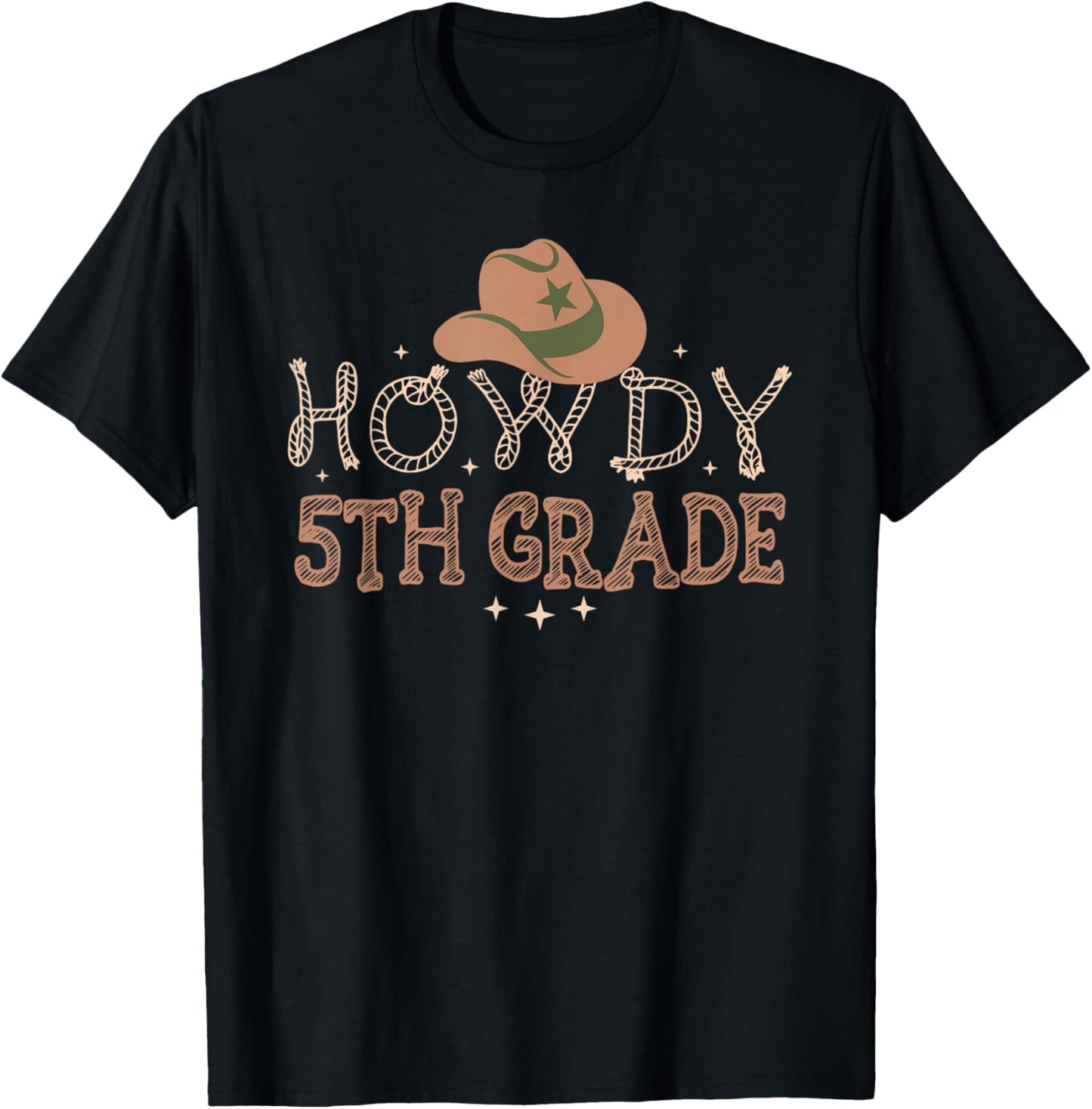 Howdy 5th Grade Teacher Rodeo Back To School Western Cowboy T-Shirt - T-Shirt | Black