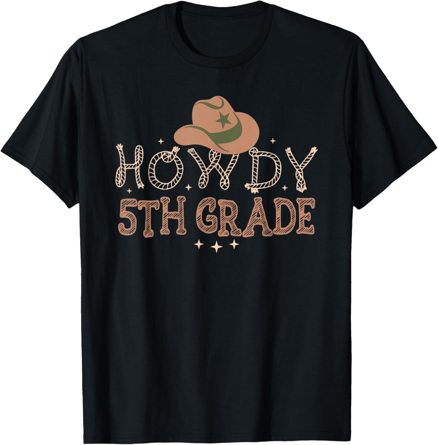 Howdy 5th Grade Teacher Rodeo Back To School Western Cowboy T-Shirt - T-Shirt | Black