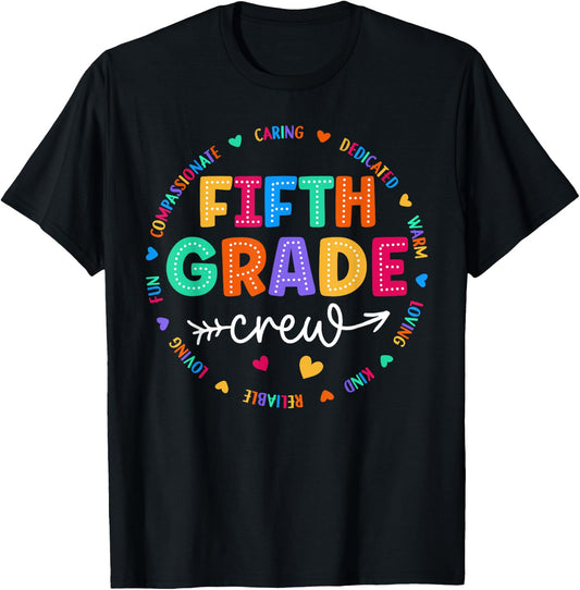 Fifth Grade Crew Back To School 5th Grade Teacher Student T-Shirt - T-Shirt | Black