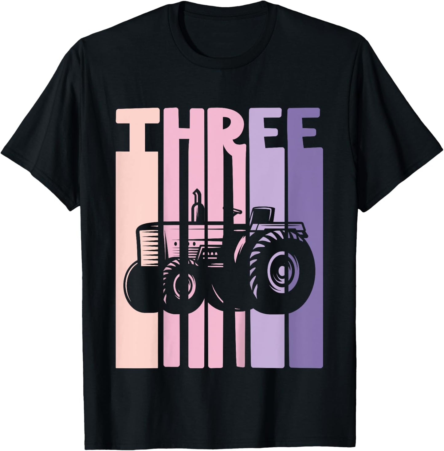 3rd Birthday Retro Farm Tractor Theme Farmer Girl 3 years T-Shirt - T-Shirt | Black