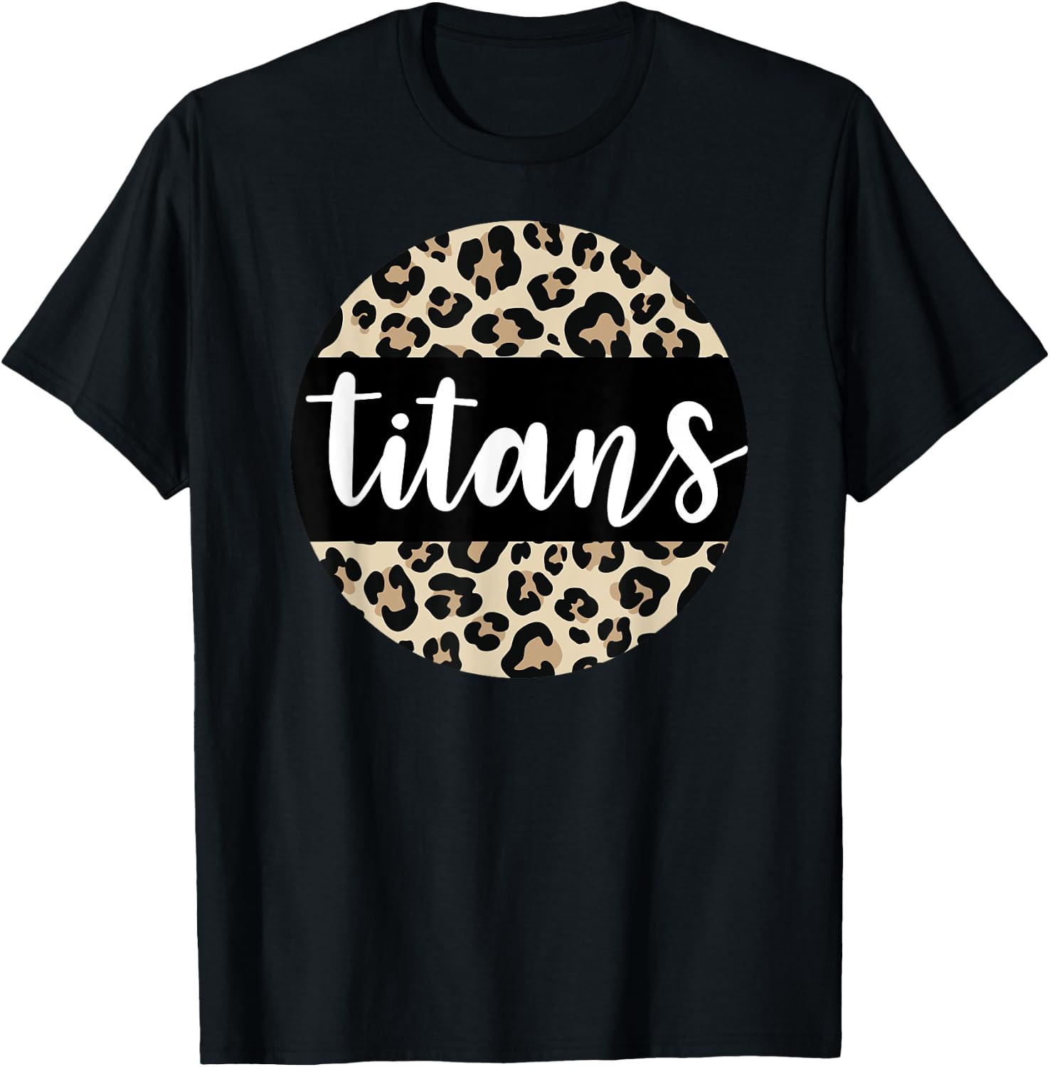 Leopard Print Titans Team Mascot School Spirit Game Night T-Shirt - T-Shirt | Black