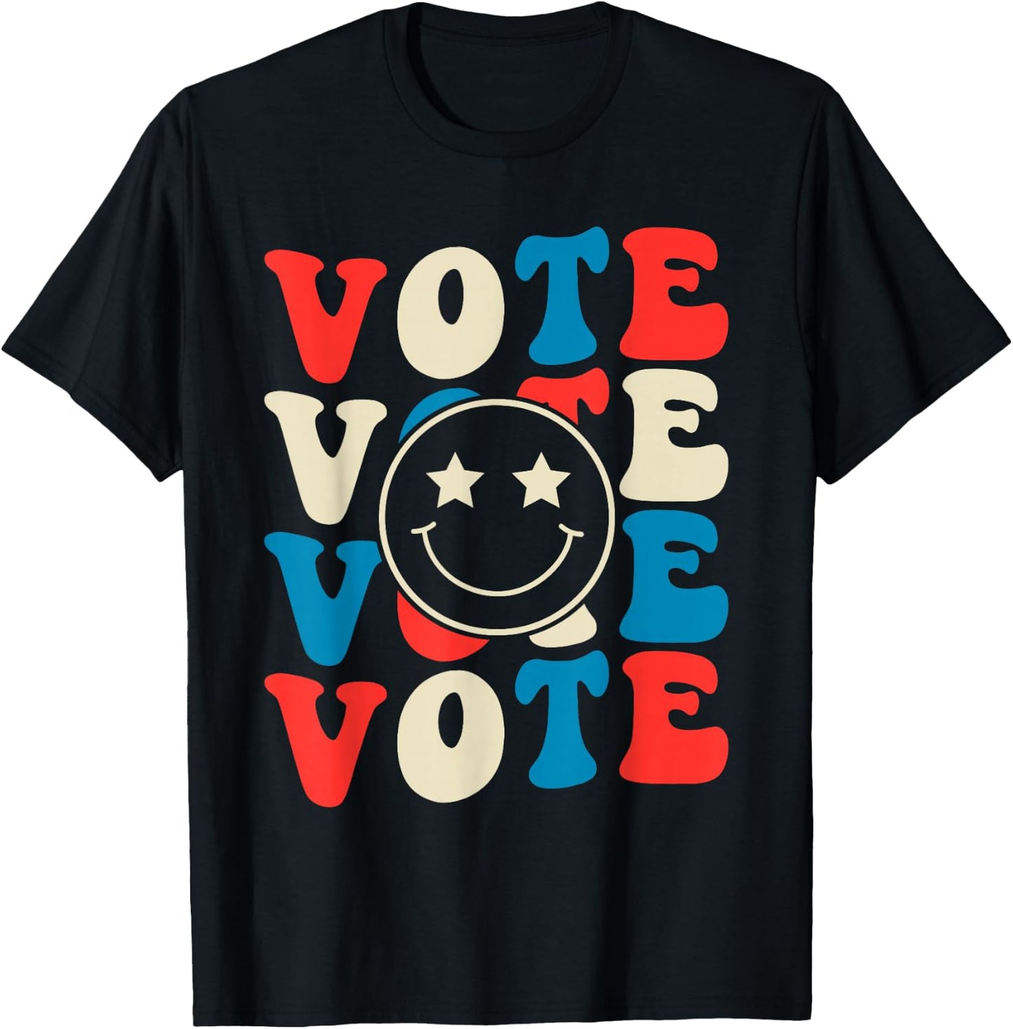 Vote Election 2025 Cute Retro Groovy American Voter Girls T-Shirt - T-Shirt | Black