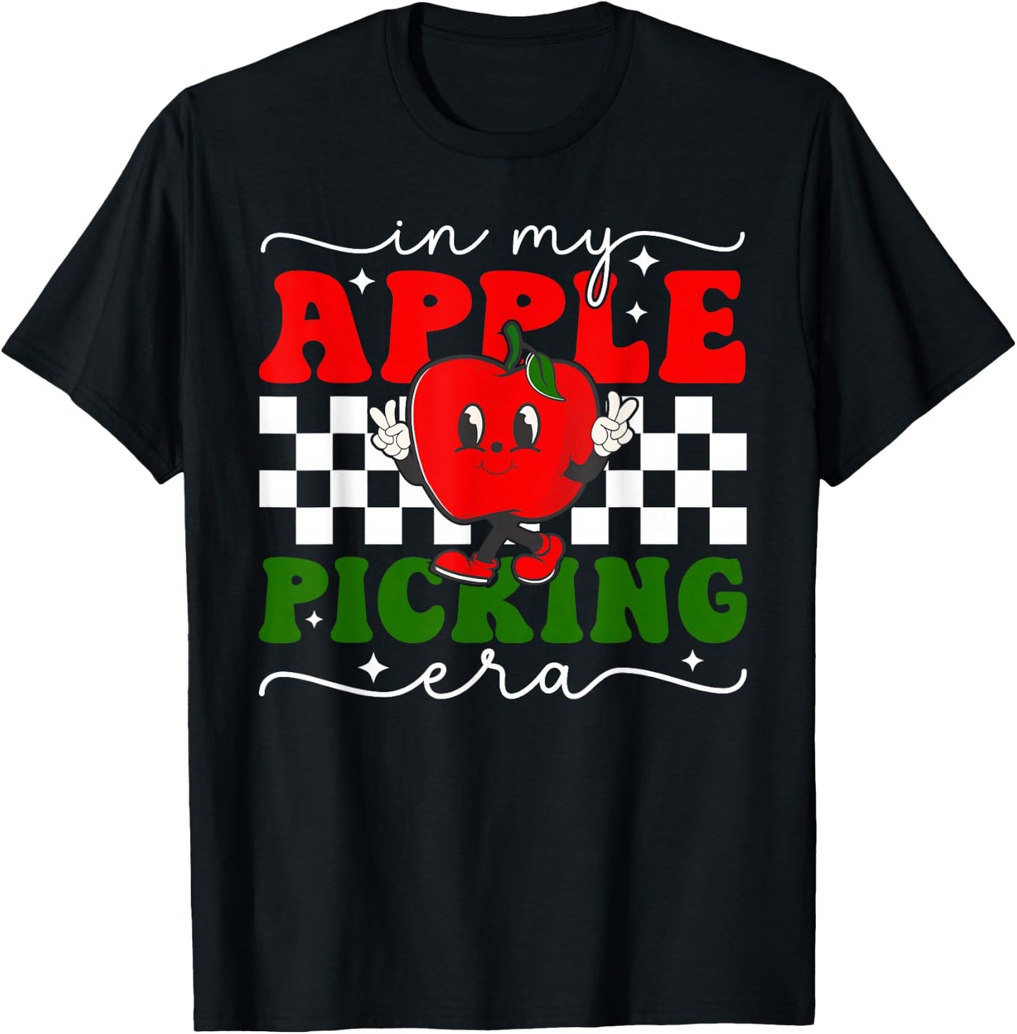 In My Apple Picking Era Retro Harvest Season Fall Autumn T-Shirt - T-Shirt | Black