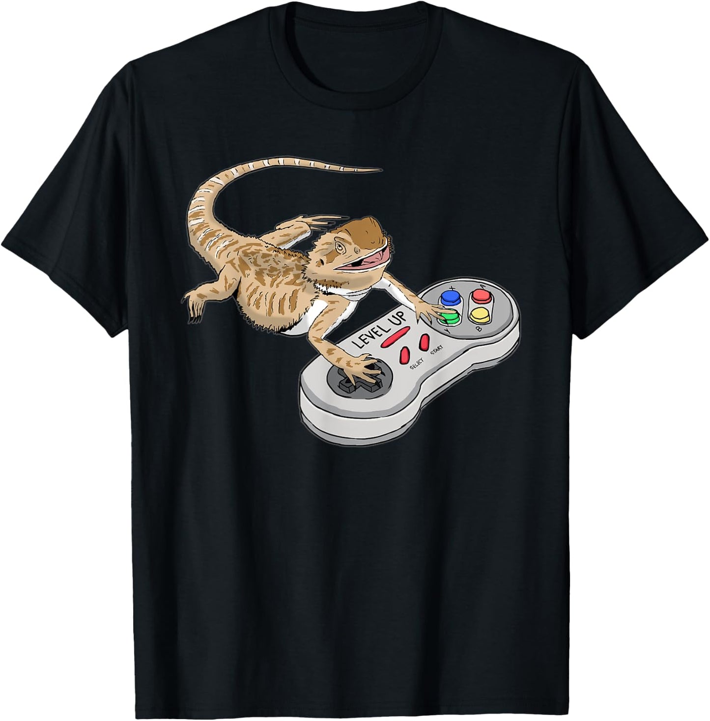 Bearded Dragon Playing Video Game Reptiles Pagona Gamers Small T-Shirt - T-Shirt | Black