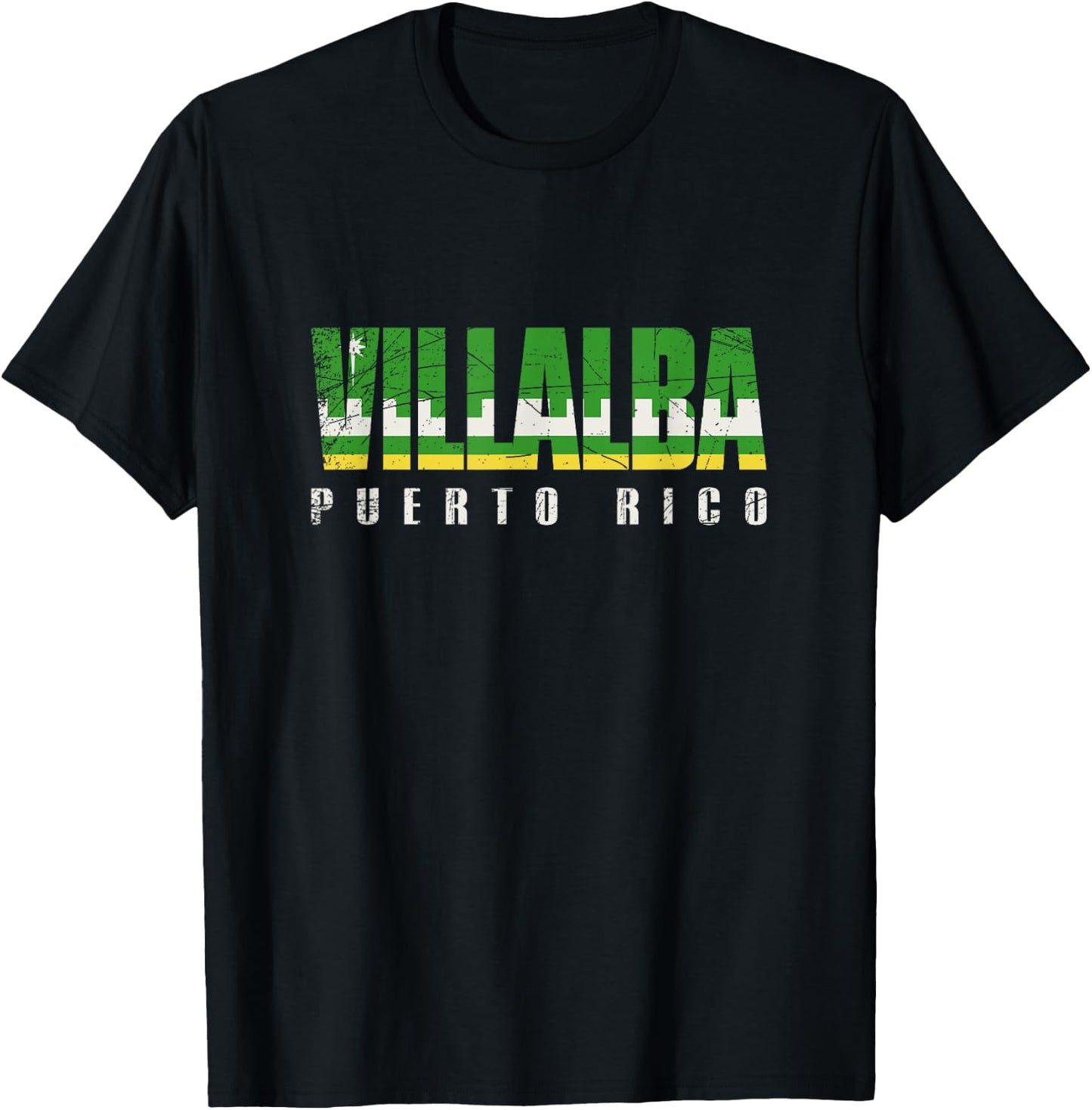 Villalba City in Puerto Rico, Villalba Flag T-Shirt - T-Shirt | Black