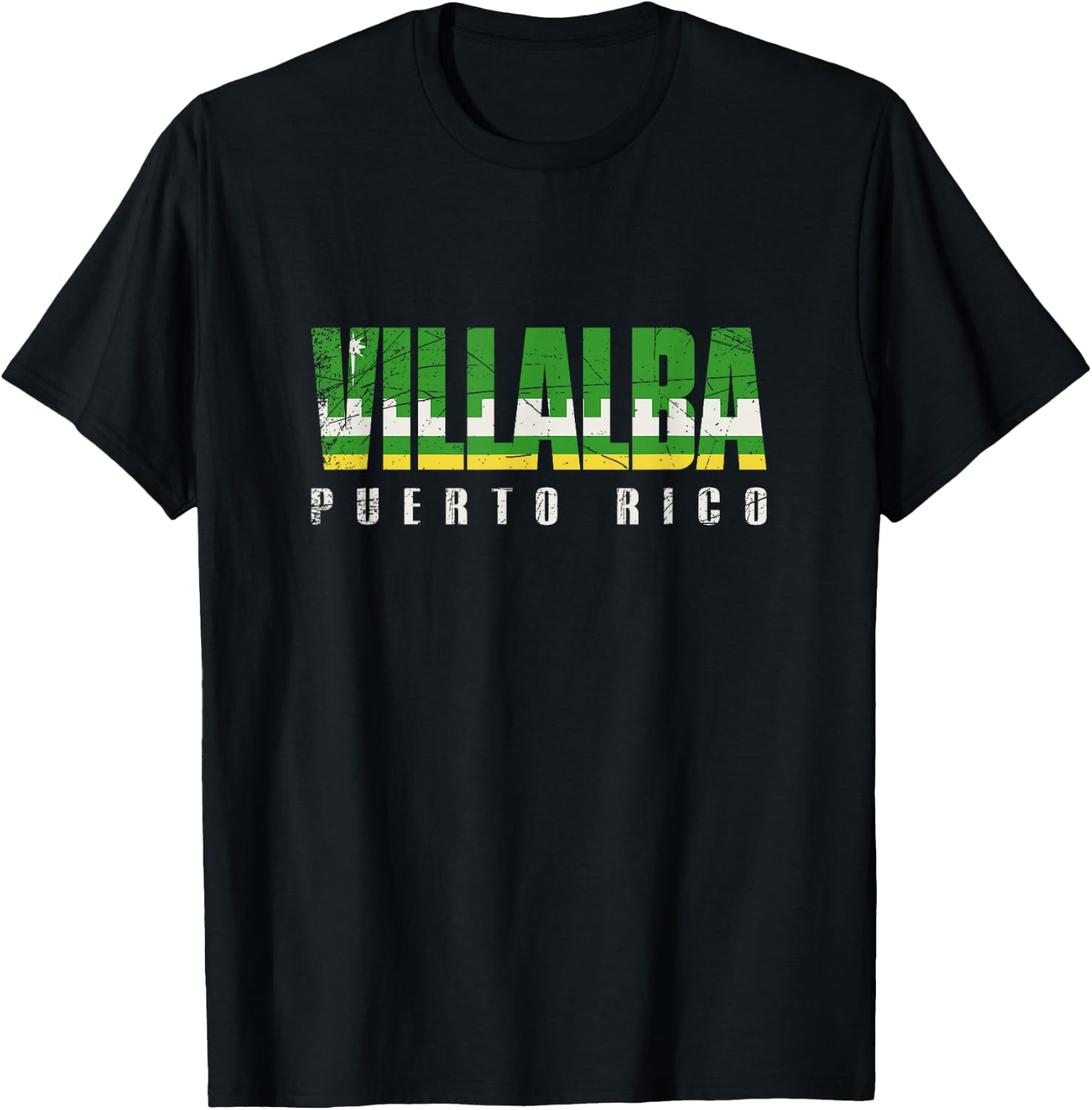 Villalba City in Puerto Rico, Villalba Flag T-Shirt - T-Shirt | Black