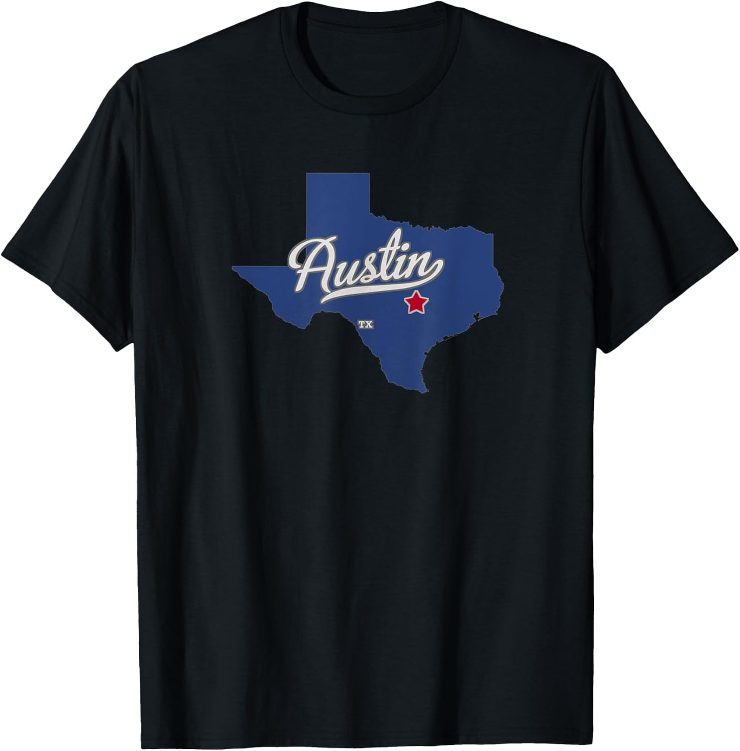 Austin Texas TX Map T-Shirt - T-Shirt | Black