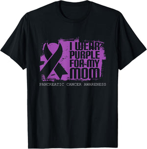 I Wear Purple For My Mom Pancreatic Cancer Awareness T-Shirt - T-Shirt | Black