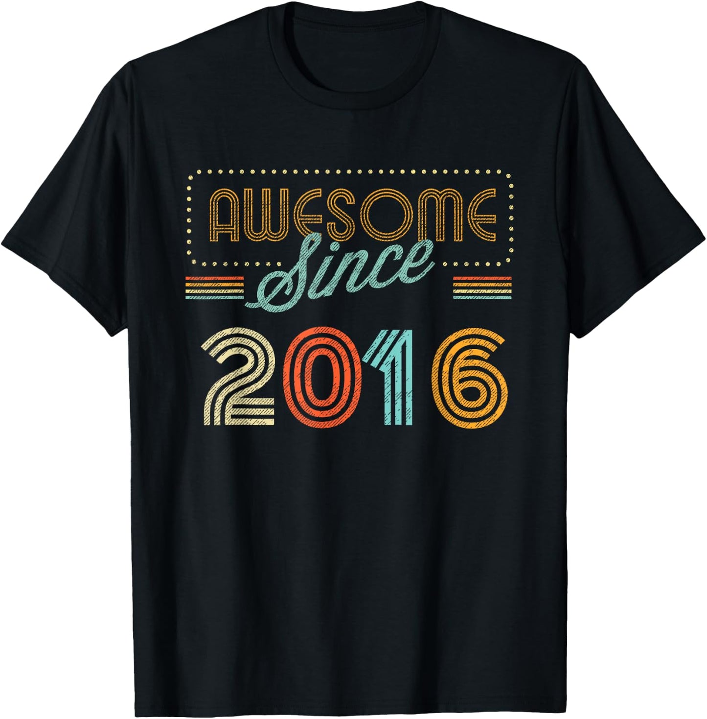 Awesome Since 2016 Year of Birth Birthday T-Shirt - T-Shirt | Black