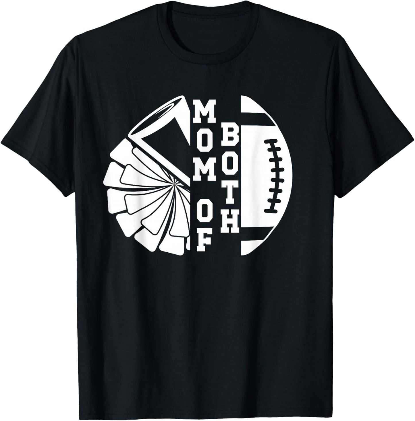 Mom of Both Proud Football and Cheer Mom T-Shirt - T-Shirt | Black