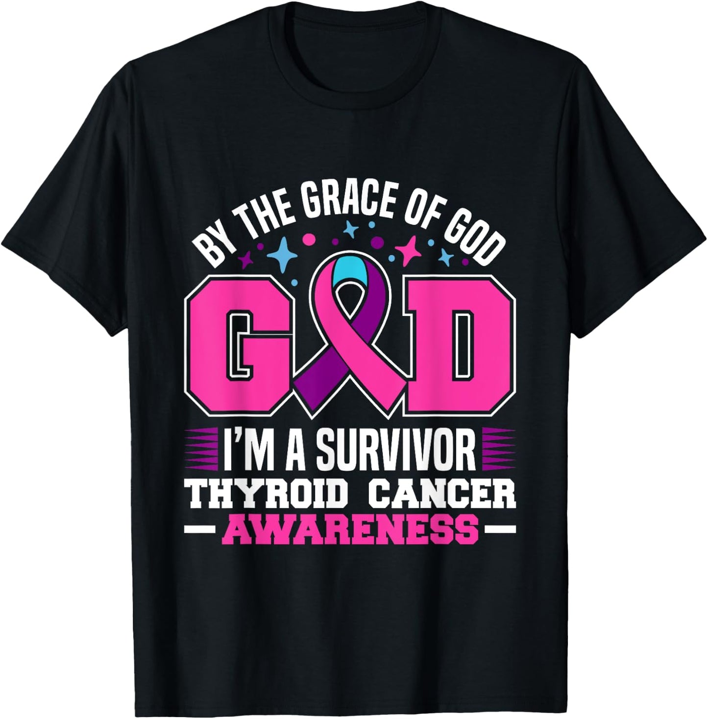 By The Grace God I'm A Survivor Thyroid Cancer Survivor T-Shirt - T-Shirt | Black