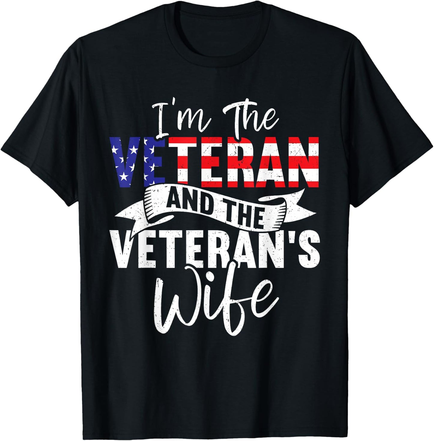 The Veteran & The Veteran's Wife Proud American Veteran Wife T-Shirt - T-Shirt | Black