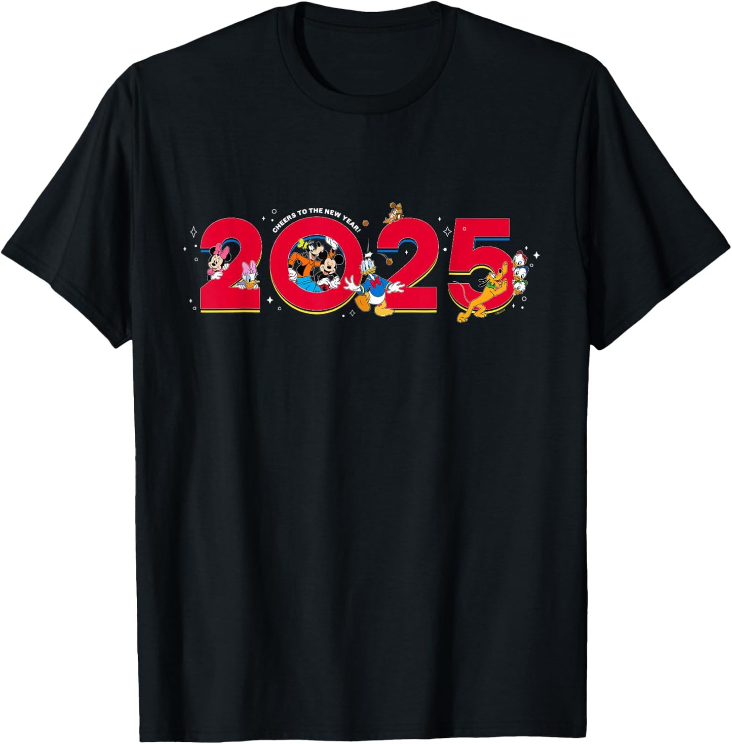 Disney Characters Mickey & Pals Cheers to The New Year 2025 T-Shirt - T-Shirt | Black
