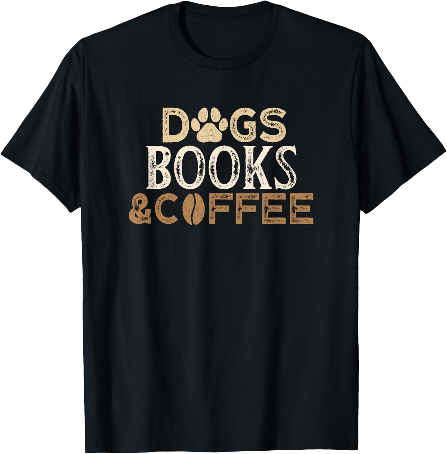Dogs Books & Coffee T-Shirt - T-Shirt | Black