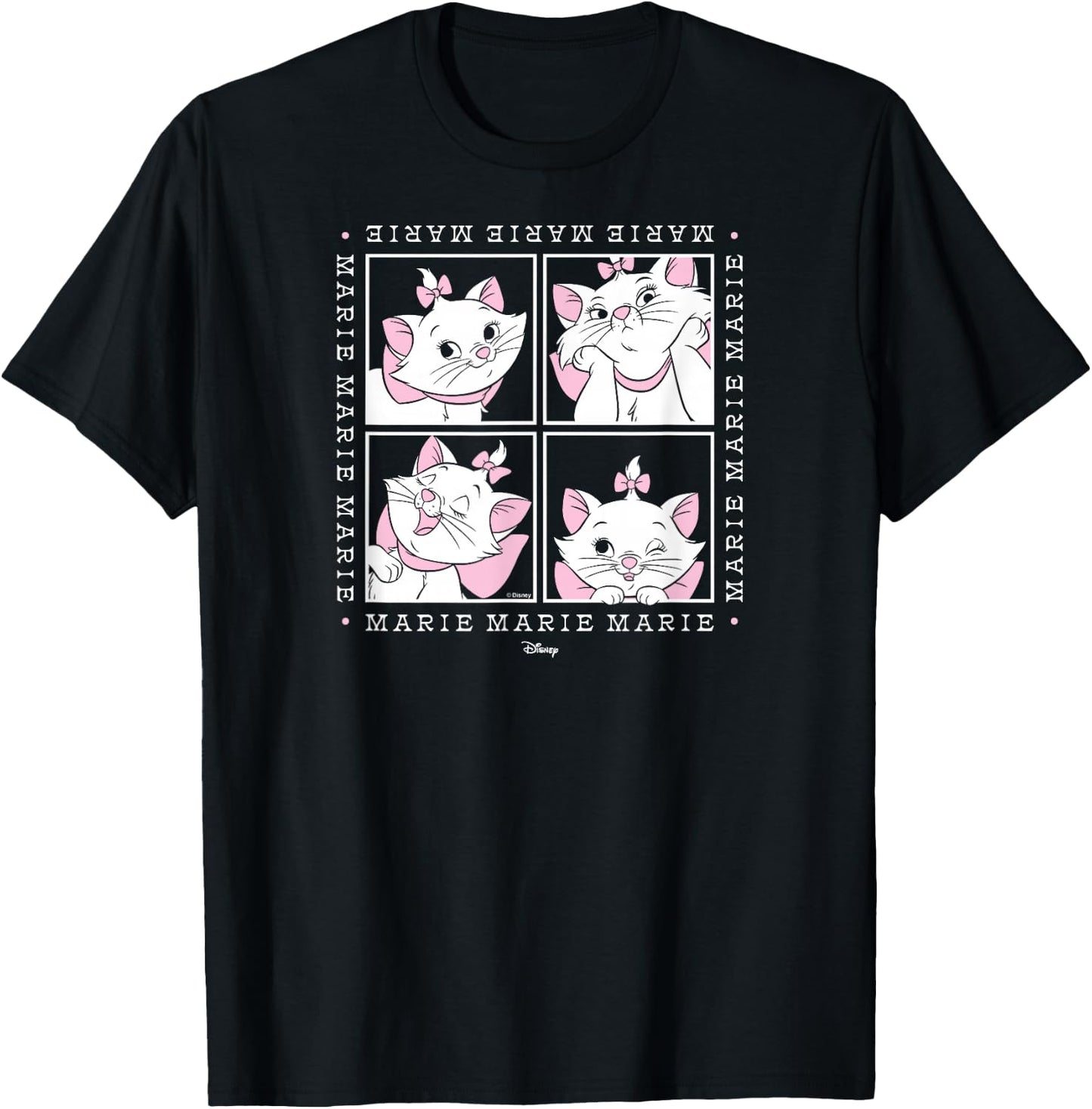 The Aristocats - Marie White Cat Character Face Grid T-Shirt - T-Shirt | Black