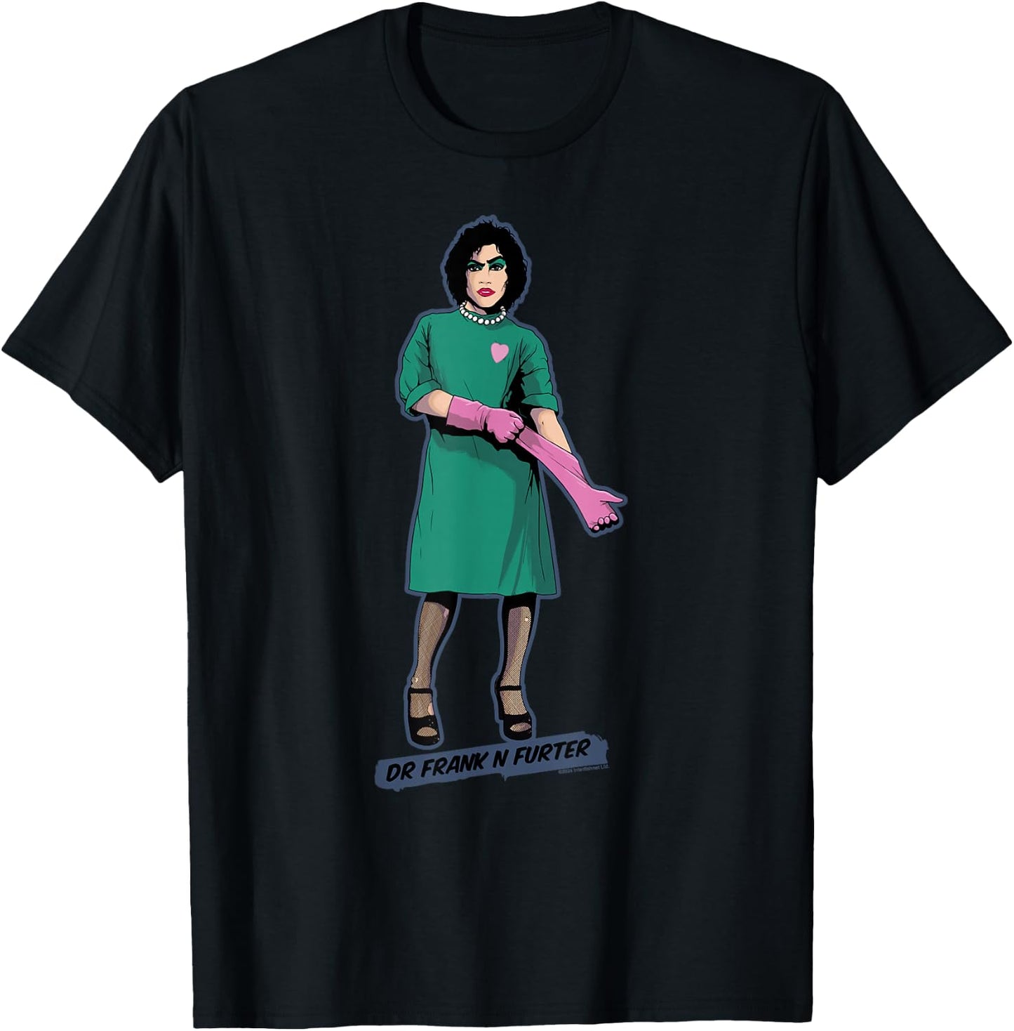 Rocky Horror Show Dr Frank N Furter Pink Gloves T-Shirt - T-Shirt | Black