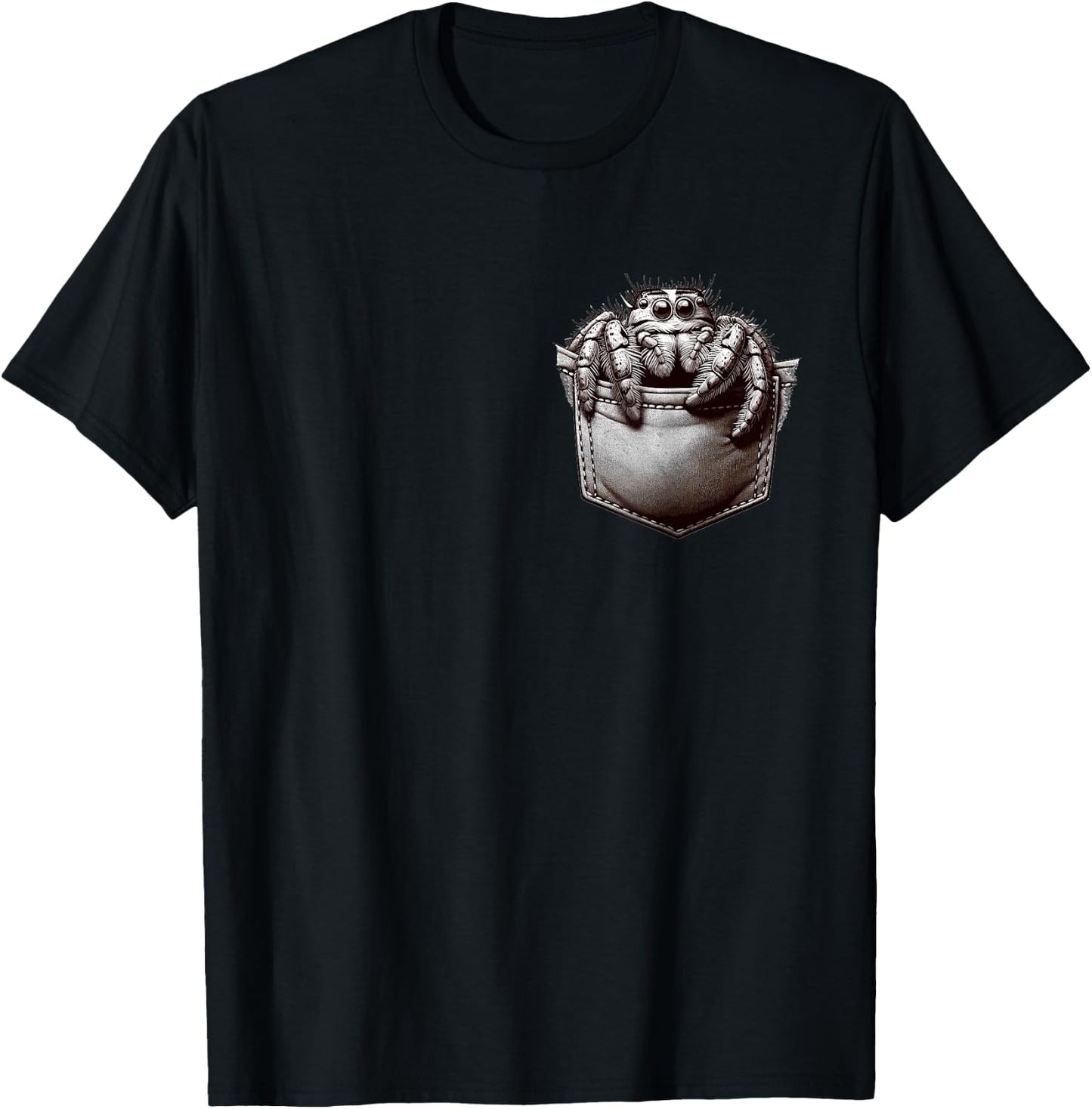 Jumping Spider in Pocket Cute little Jumping Spider T-Shirt - T-Shirt | Black