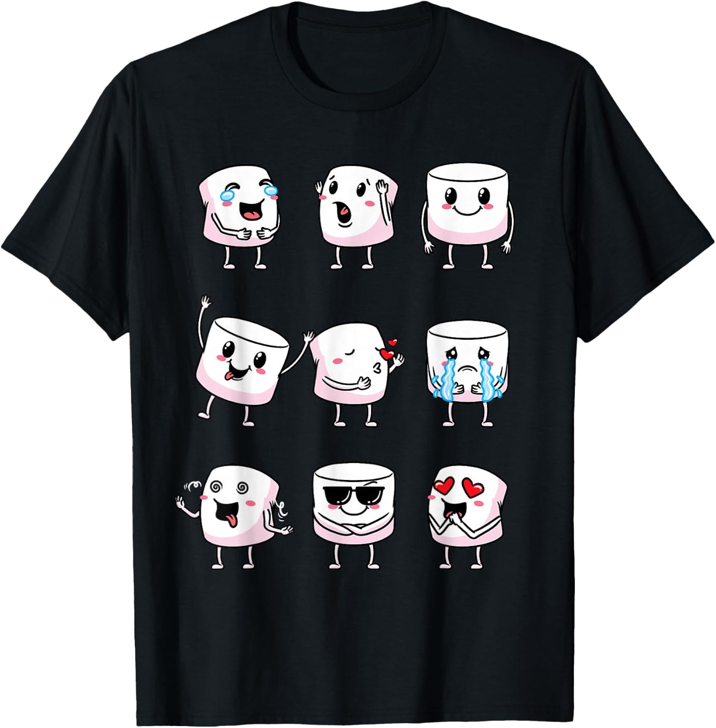Marshmallow Designs Camper Camping Men Women T-Shirt - T-Shirt | Black
