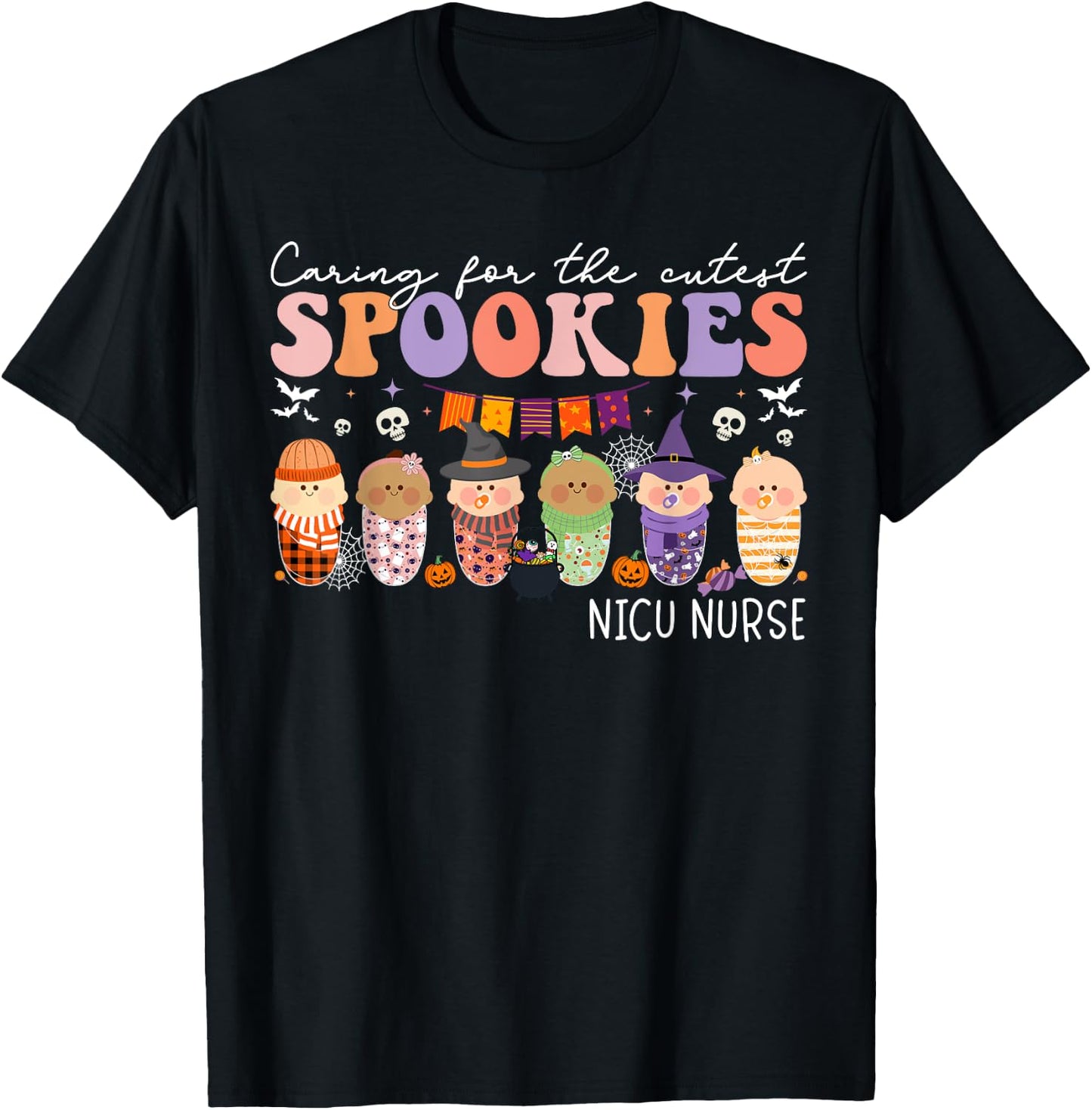 Caring For The Cutest Little Spookies NICU Nurse Halloween T-Shirt - T-Shirt | Black
