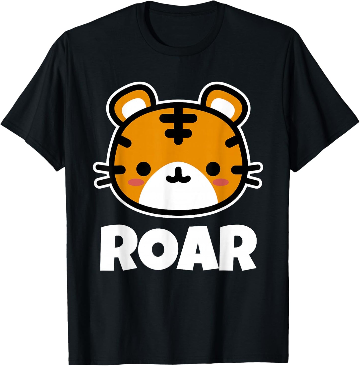 Roar Funny Kawaii Wild Animal Jungle Safari Cute Tiger T-Shirt - T-Shirt | Black