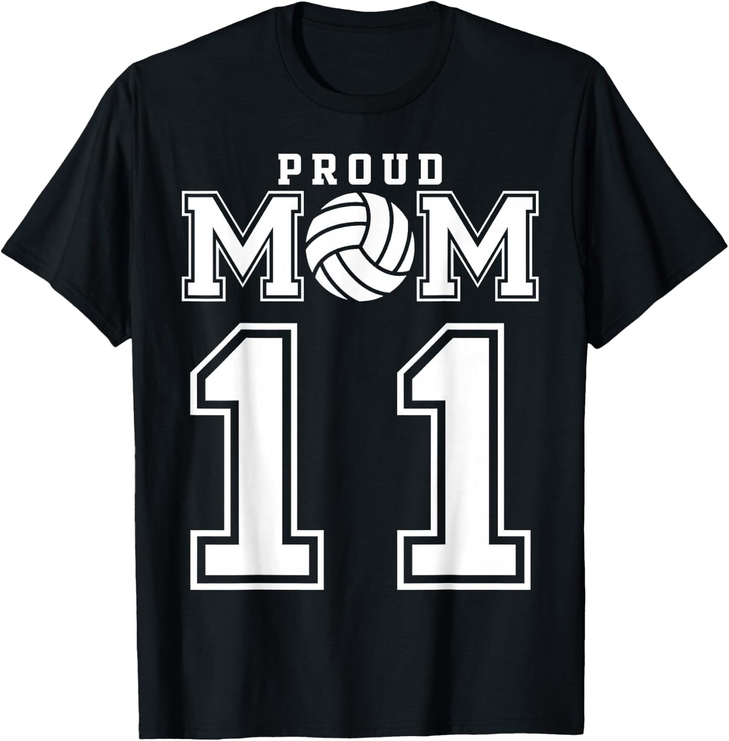 Custom Proud Volleyball Mom Number 11 Personalized Women T-Shirt - T-Shirt | Black