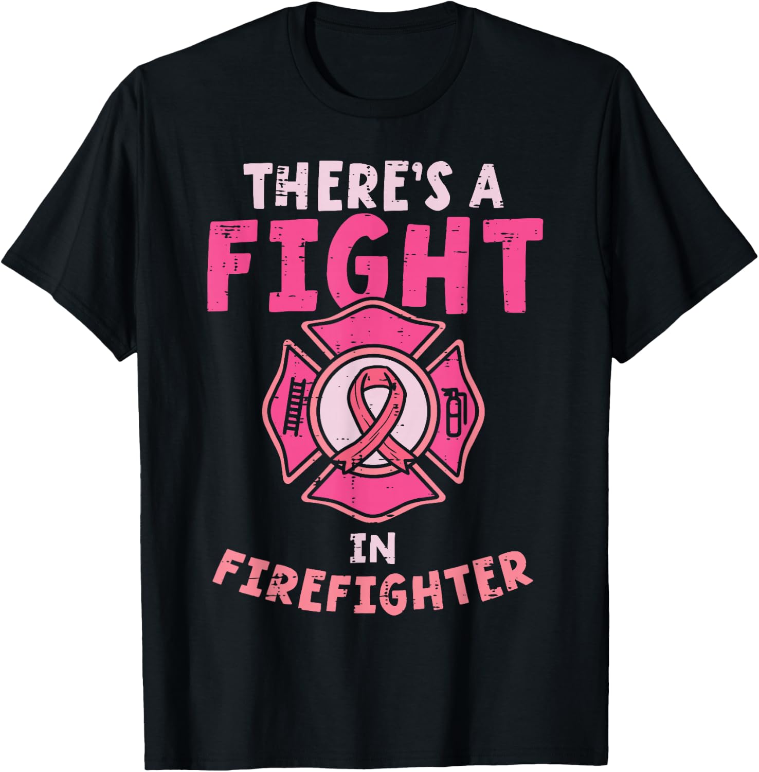 Breast Cancer Awareness with Pink Ribbon T-Shirt - T-Shirt | Black