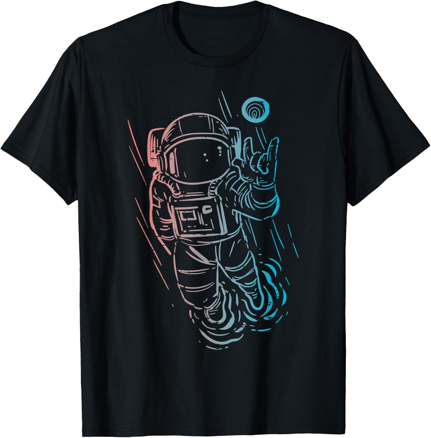 Astronaut Rocker Hand Cool Space Galaxy Rock Men Boys Kids T-Shirt - T-Shirt | Black