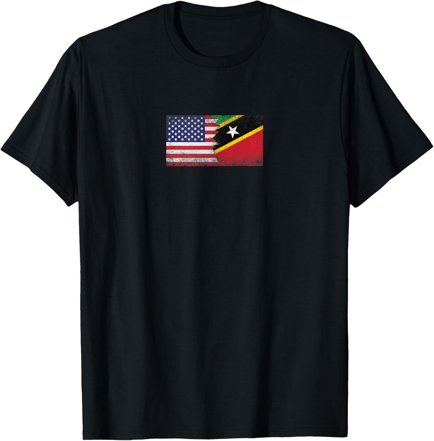 USA & St Kitts and Nevis Flags - American Kittian T-Shirt - T-Shirt | Black