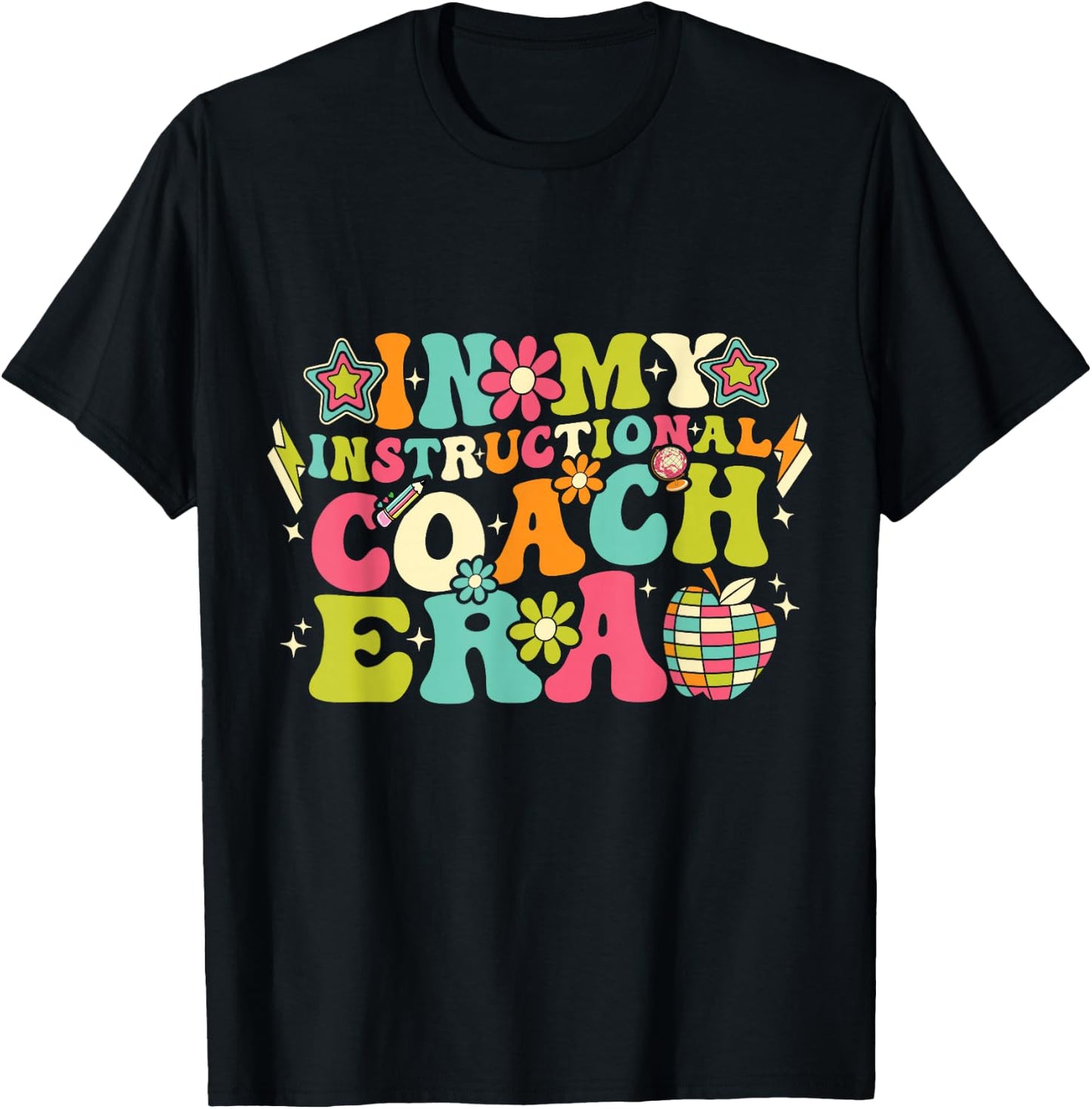 In My Instructional Coach Era Groovy Back To School T-Shirt - T-Shirt | Black