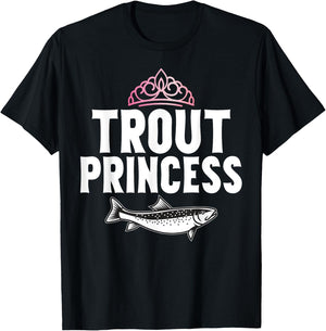Trout Gifts Trout Princess Trout - Women's Fishing - Black - Small - - Short Sleeve - Classic Fit - Polyester 100% - Imported T-Shirt - T-Shirt | Black
