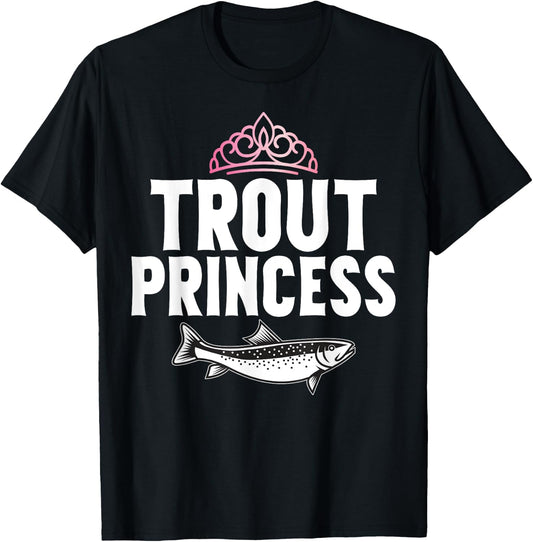 Trout Gifts Trout Princess Trout - Women's Fishing - Black - Small - - Short Sleeve - Classic Fit - Polyester 100% - Imported T-Shirt - T-Shirt | Black