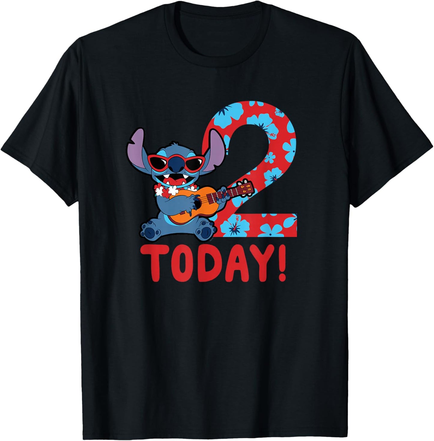 Disney Lilo & Stitch Tropical Birthday 2 Years Old Today T-Shirt - T-Shirt | Black