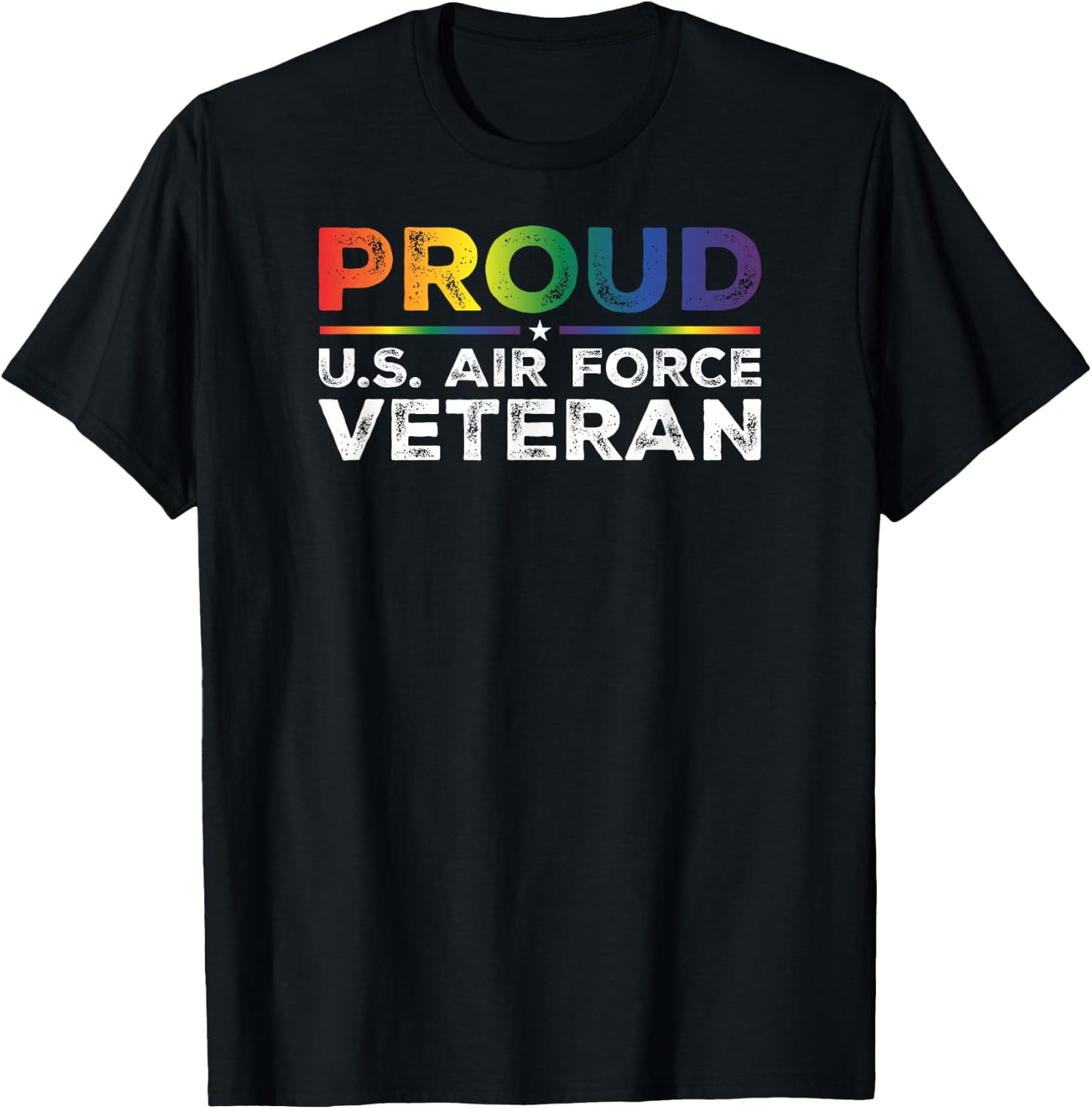 Proud U.S. Air Force Veteran Gay Proud Rainbow Flag T-Shirt - T-Shirt | Black