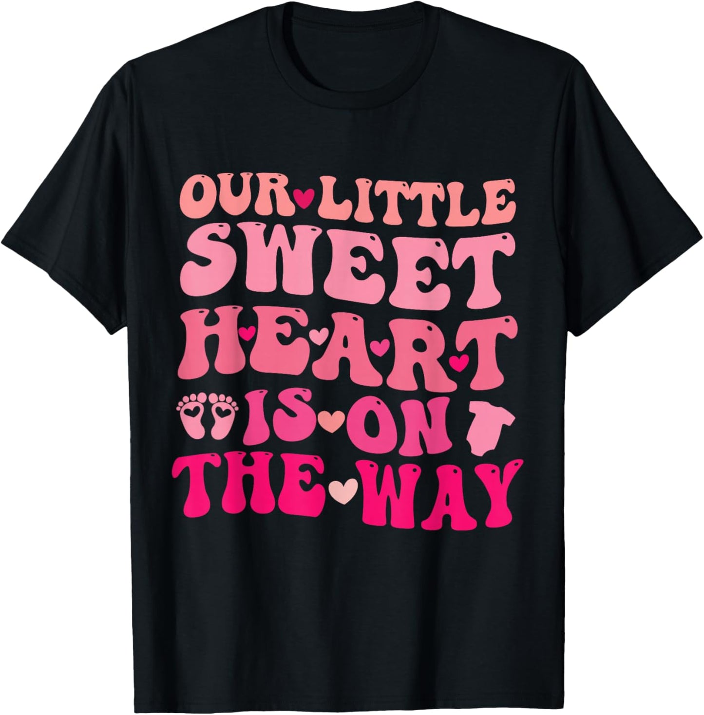 Our Little Sweetheart On The Way, Pregnancy Announcement T-Shirt - T-Shirt | Black