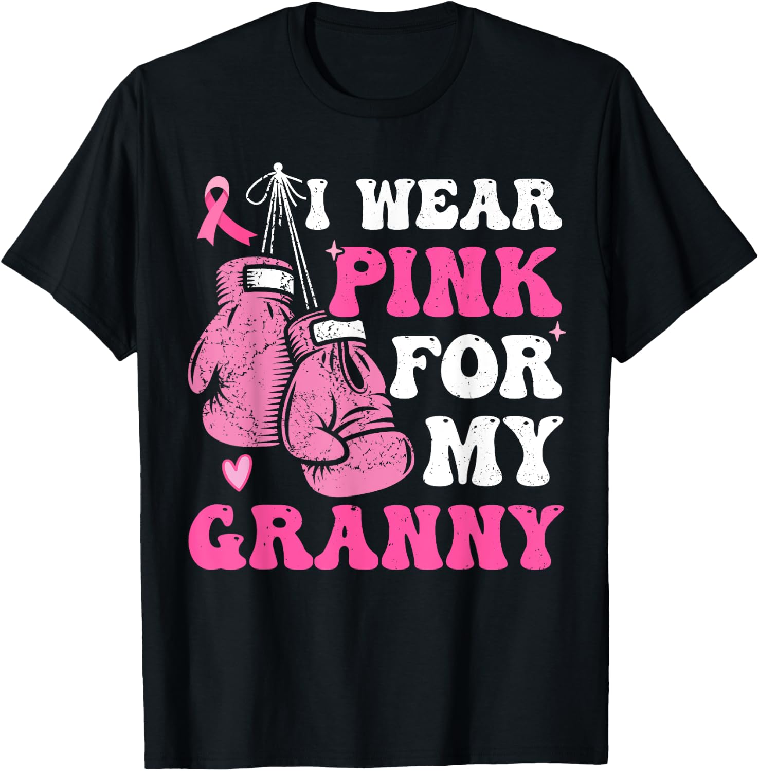 I Wear Pink For My Granny Breast Cancer Grandma For Kids T-Shirt - T-Shirt | Black
