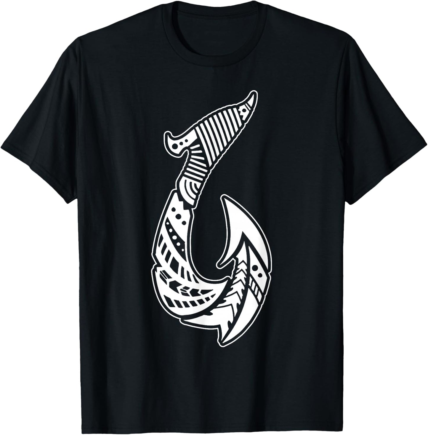 Tribal Hawaiian Fish Hook Pacific Islander Fishing Hawaii T-Shirt - T-Shirt | Black
